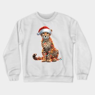 Leopard Wrapped In Christmas Lights Crewneck Sweatshirt